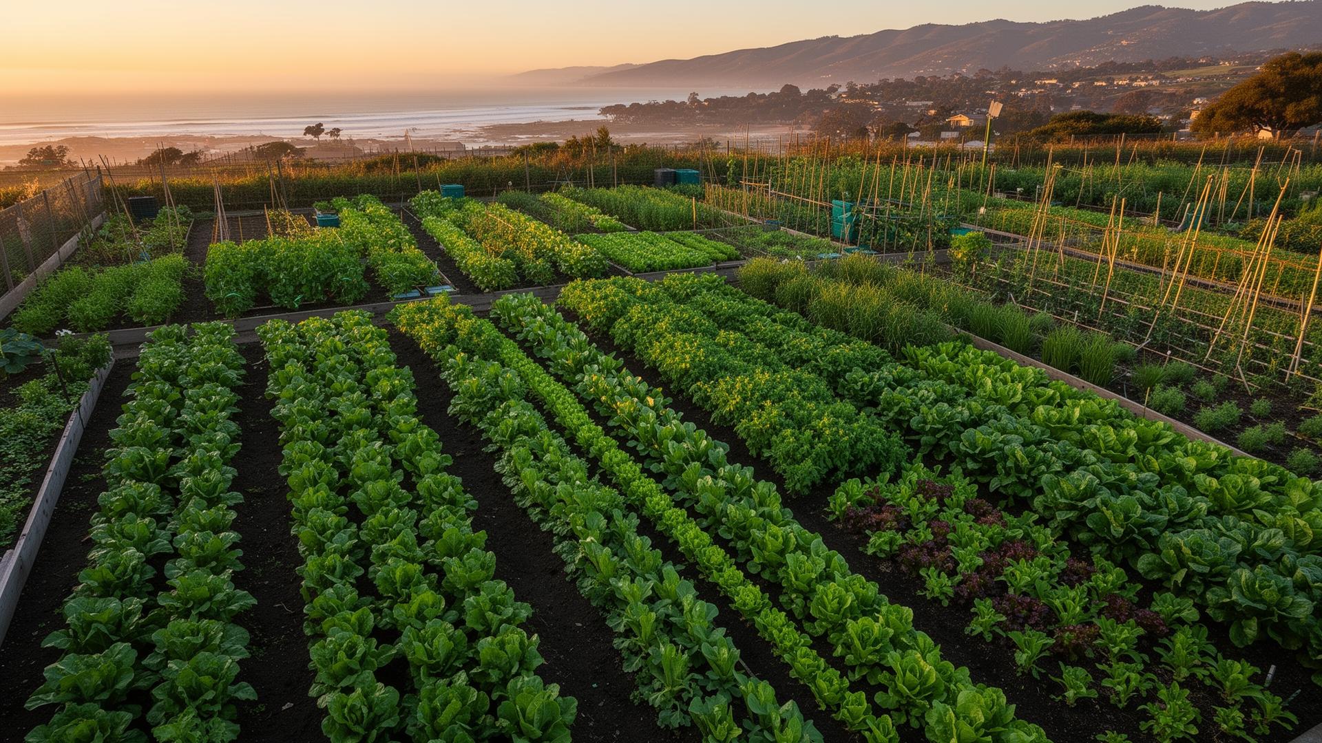Half-acre market garden at dawn
